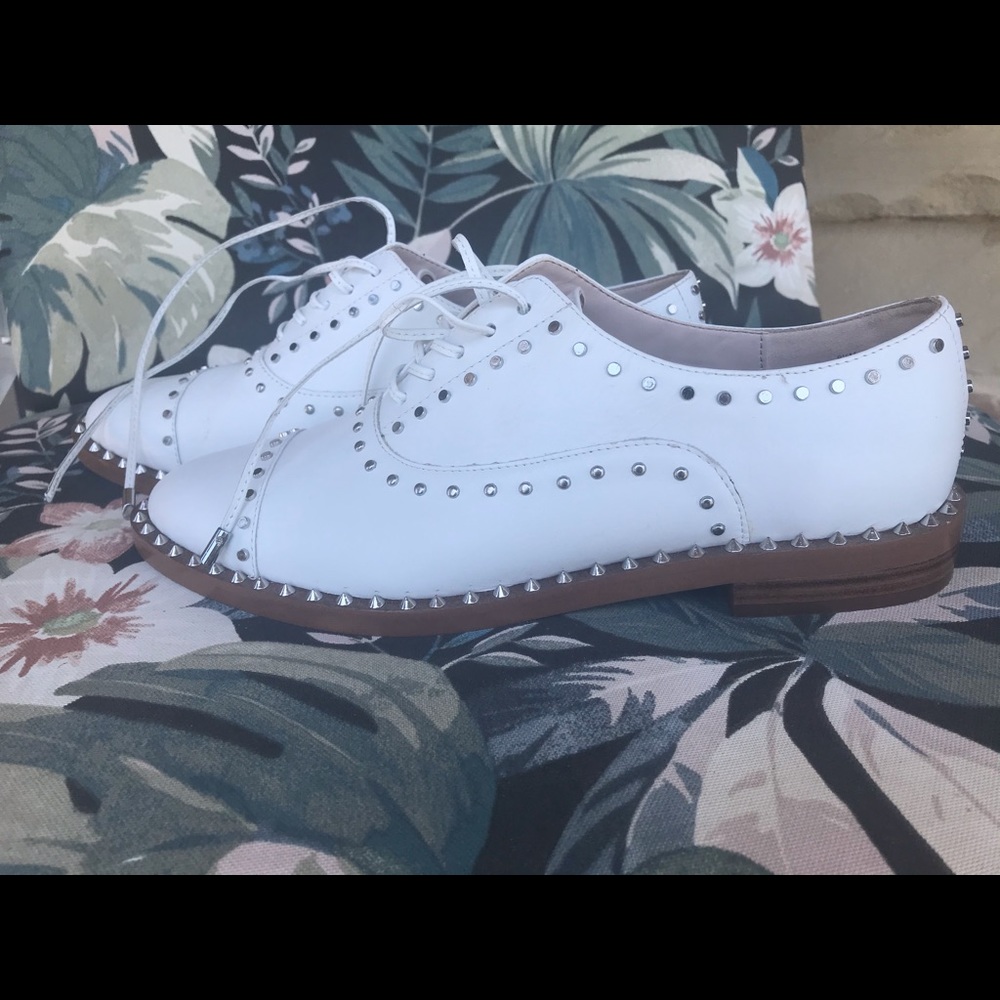 White leather oxfords